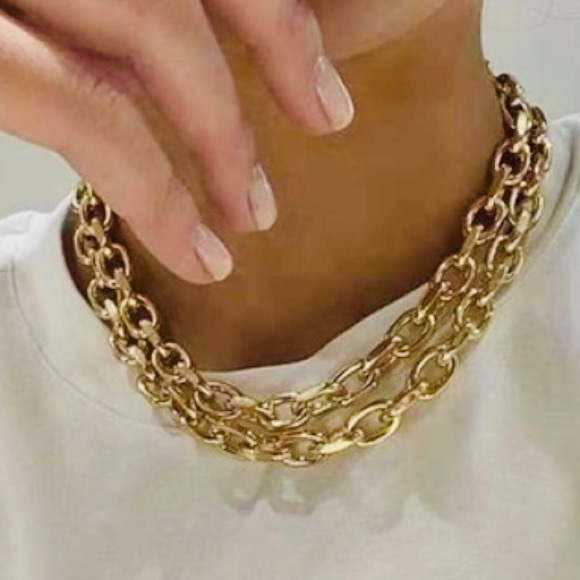 Jewelry - Metal Chain Chunky Gold or Silver - Double Layer Link Chain